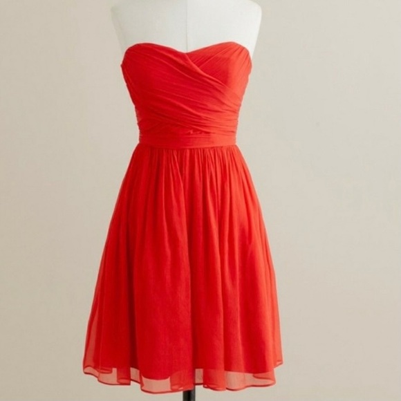 j crew red strapless dress Zapaka Women Fuchsia Floral Homecoming With Bow A Line Short Hoco Dress, / US12 Monique Lhuillier J.Crew Collection Tiered Ruffle Dress